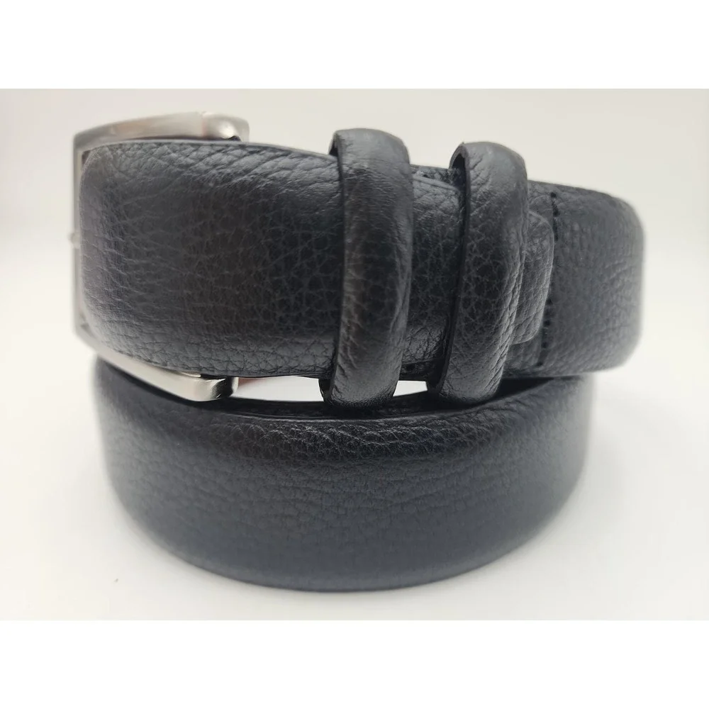Daniel Cremieux Black Belt Silver Tone Buckle Double Loop Italian Leather Sz 40